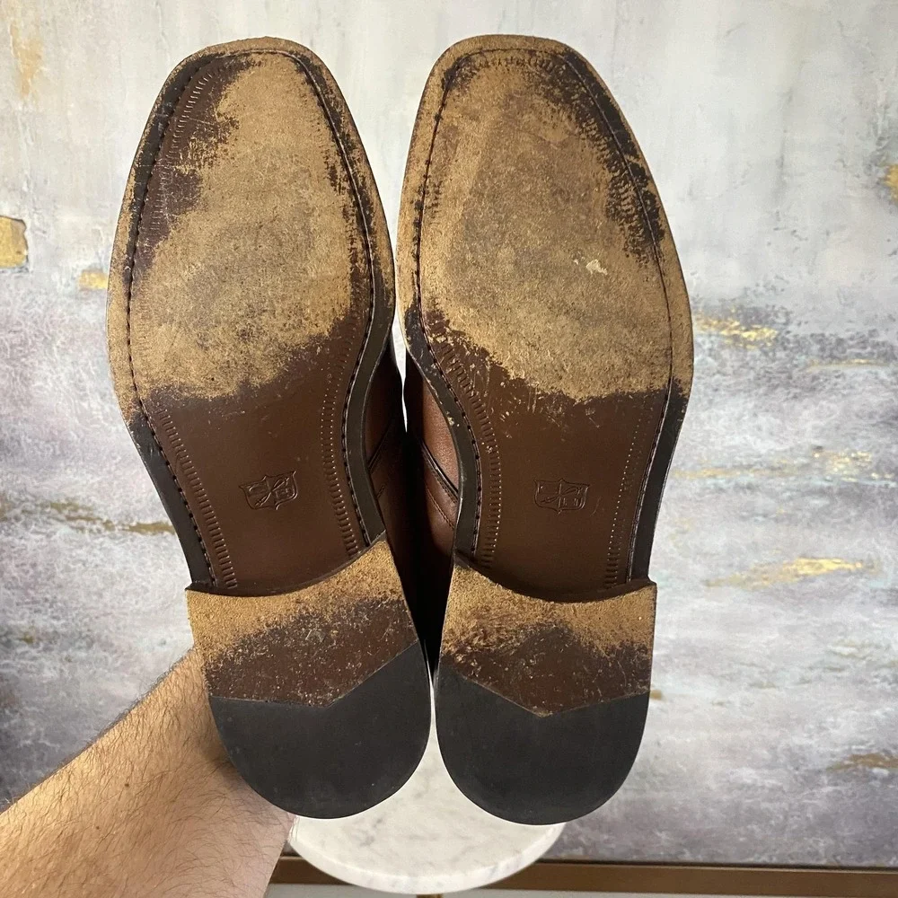 Cole Haan City Shoes Mens Size 12 D Brown Leather Monk Strap Loafers Dress